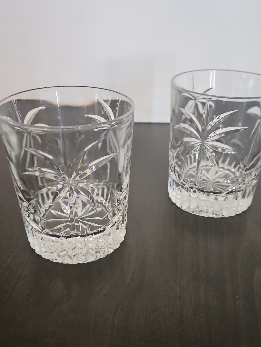 Set Of 2 Goodinger Crystal Clear Palm Glass Double Old Fashioned